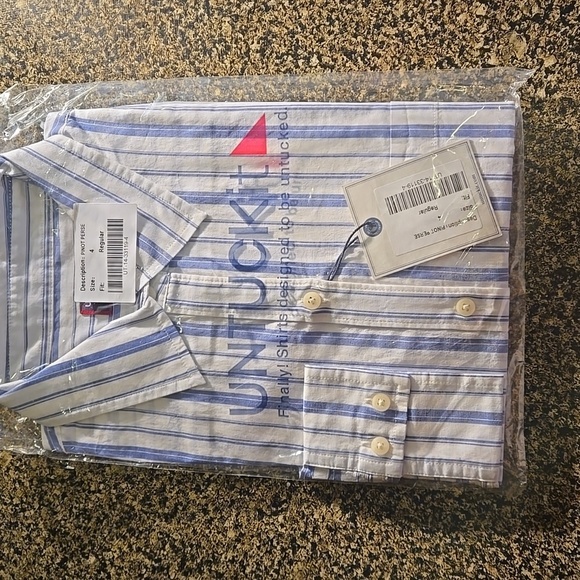 UNTUCKit Tops - UNTUCKit Women's Pinot Perse Wide Stripe Long Sleeve Button Up Shirt Size 4 (Sm)